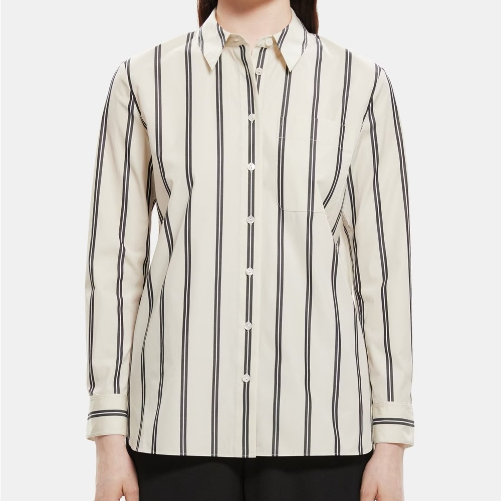 Theory Menswear Shirt in Striped Cotton Poplin